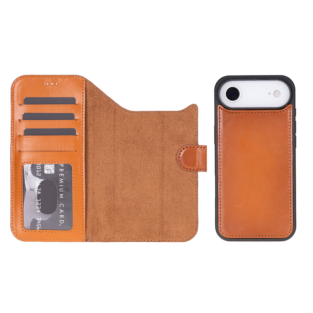 Tan Leather iPhone 17 Air Detachable Wallet Case