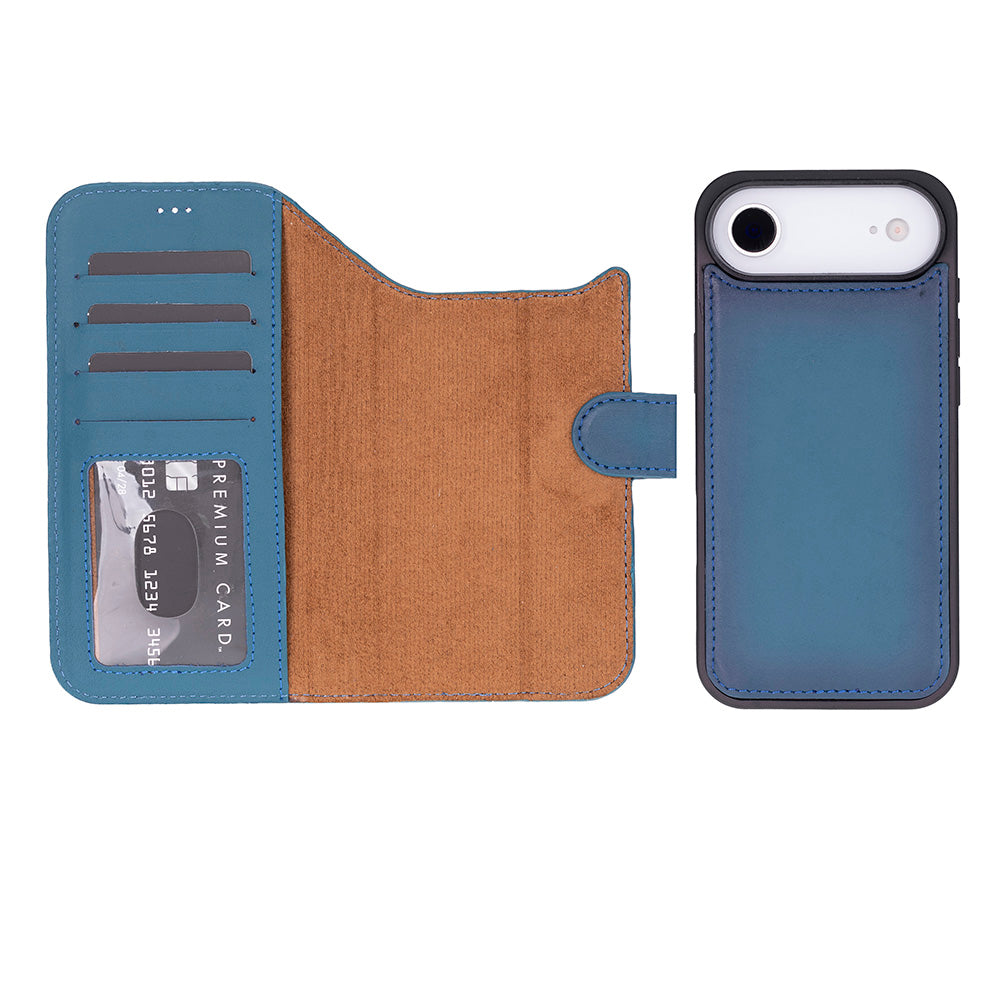 Blue Leather iPhone 17 Air Detachable Wallet Case