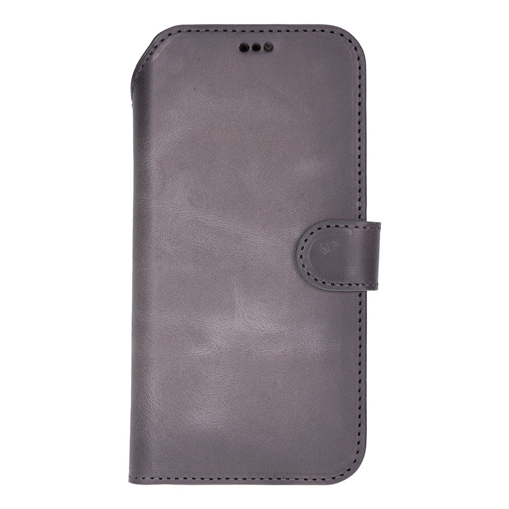 Gray Leather iPhone 17 Pro Max Detachable Wallet Case