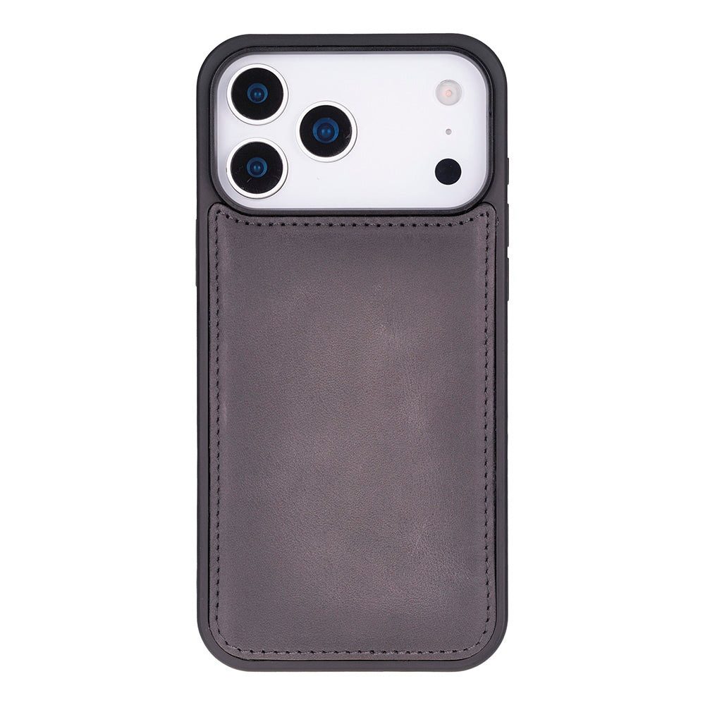 Gray Leather iPhone 17 Pro Max Detachable Wallet Case