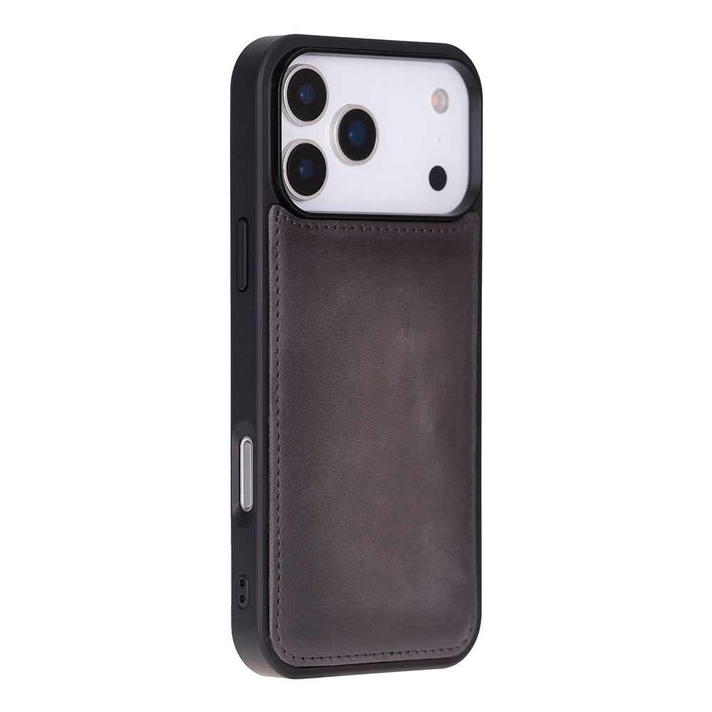 Gray Leather iPhone 17 Pro Max Detachable Wallet Case
