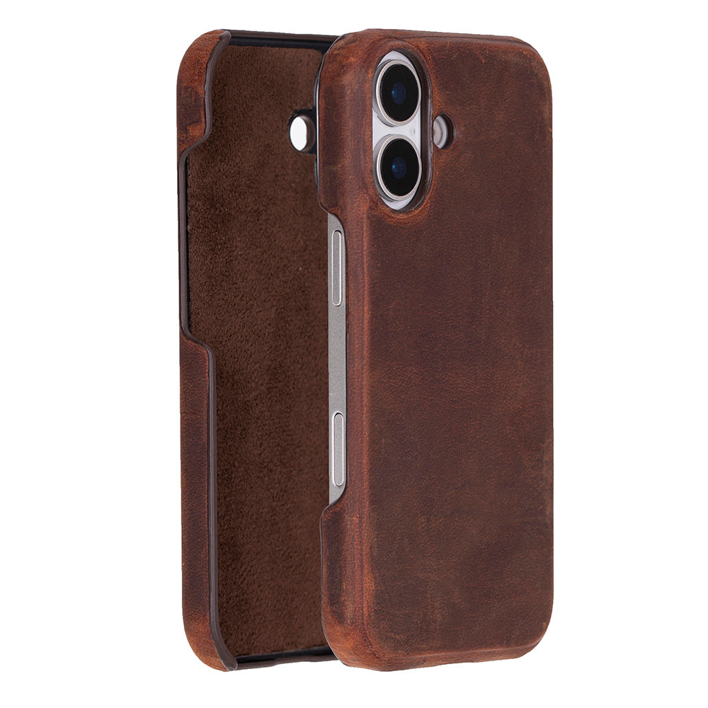Brown Leather iPhone 17 Cover Case