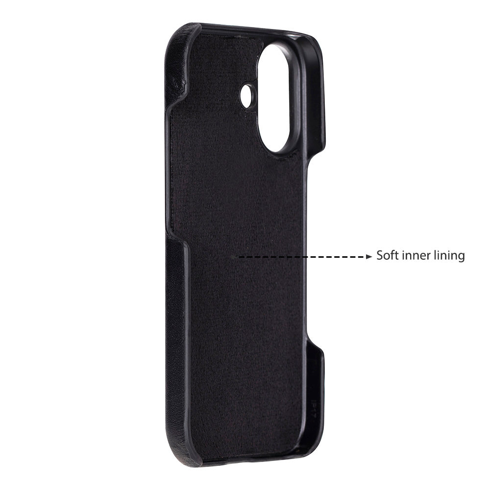 Black Leather iPhone 17 Cover Case