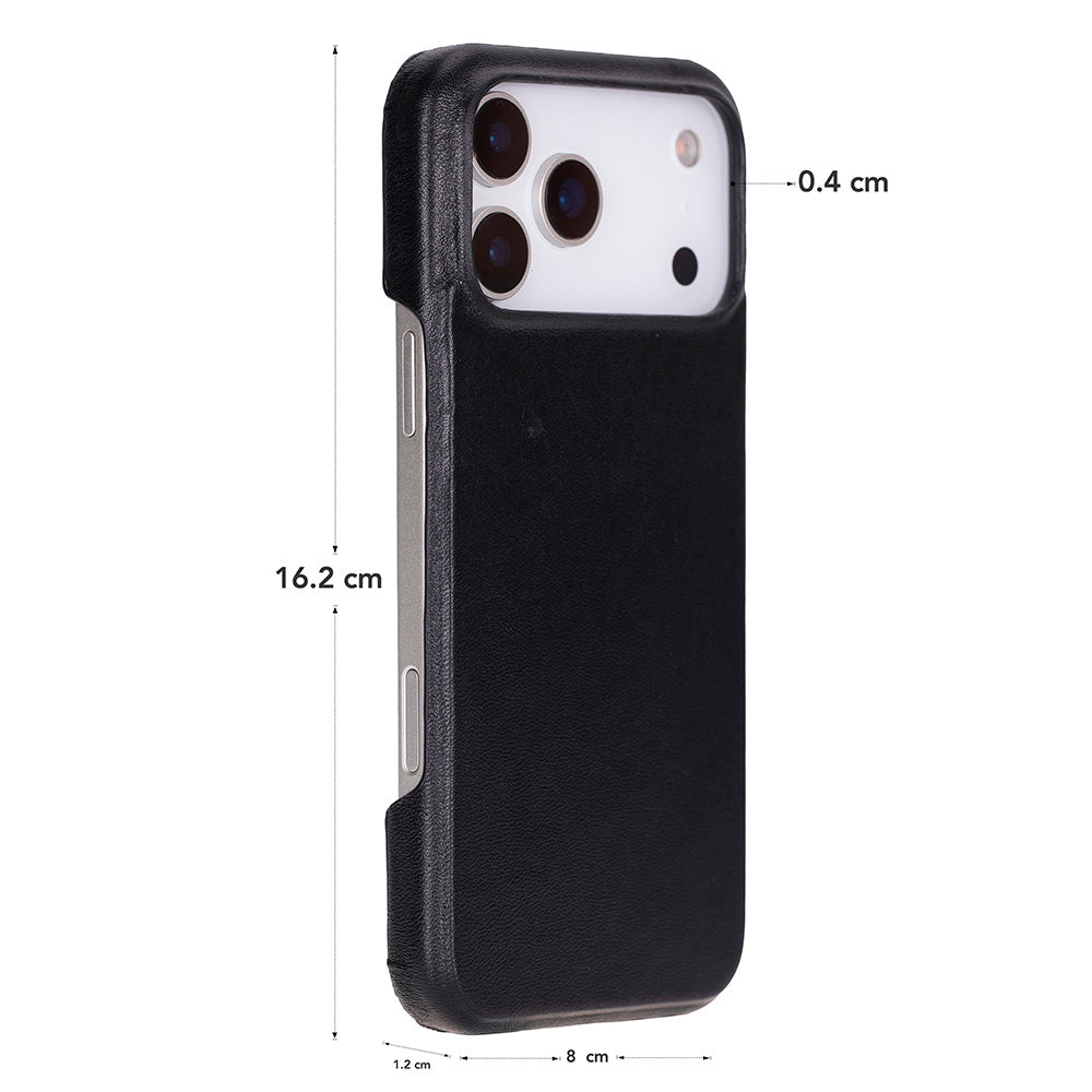 Black Leather iPhone 17 Pro Max Cover Case