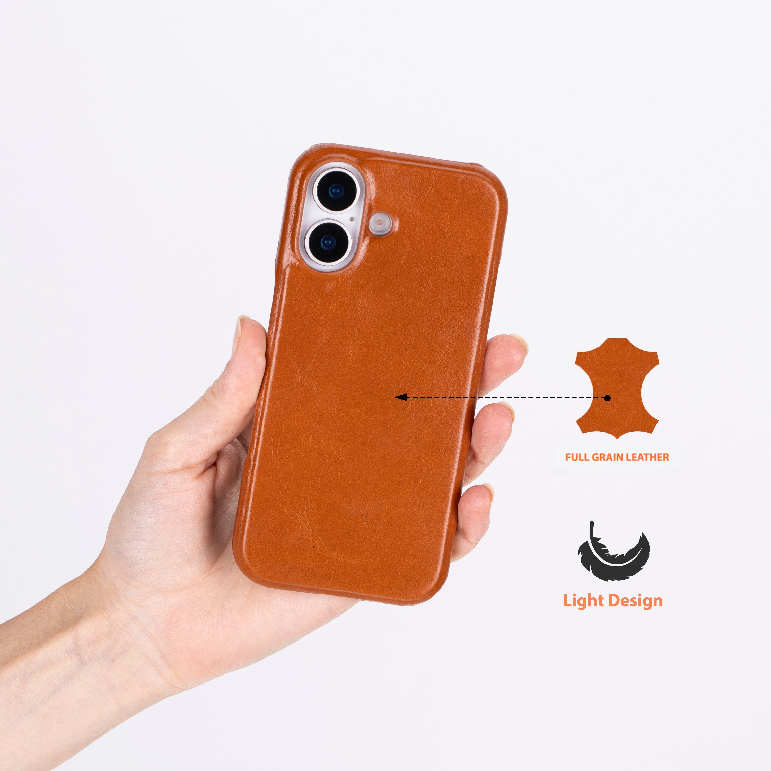 Tan Leather iPhone 17 Cover Case
