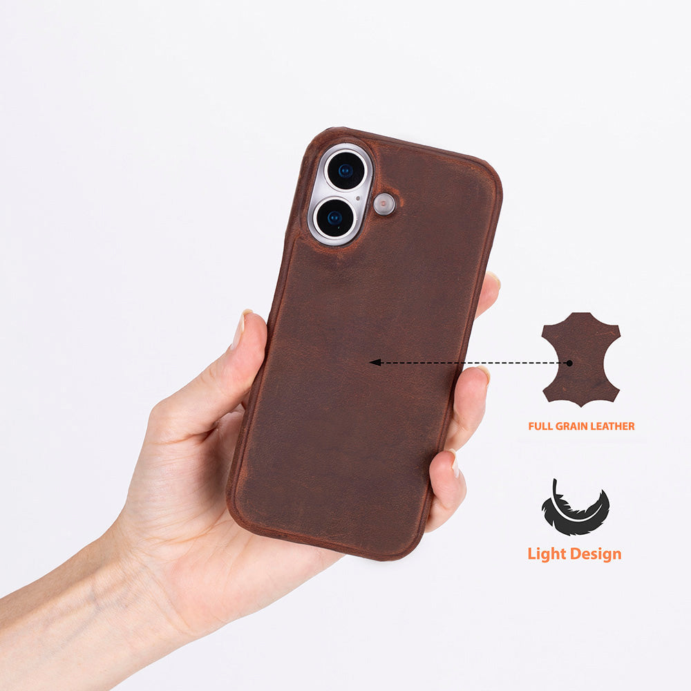 Brown Leather iPhone 17 Cover Case