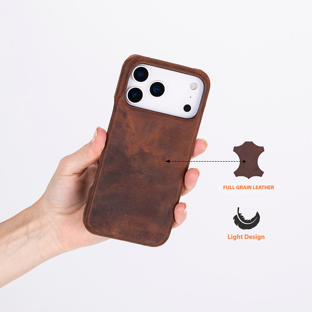Brown Leather iPhone 17 Pro Max Cover Case
