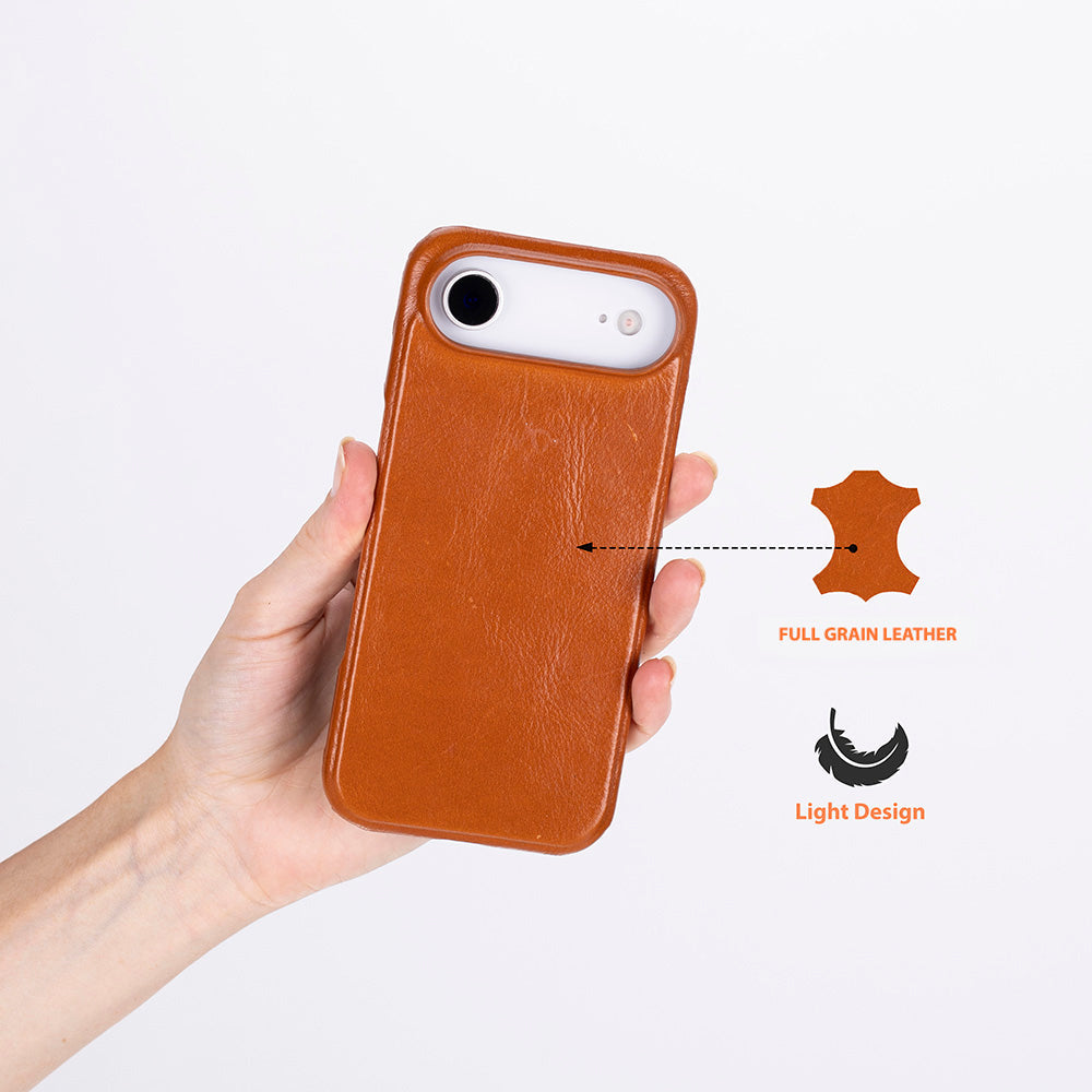 Tan Leather iPhone 17 Air Cover Case