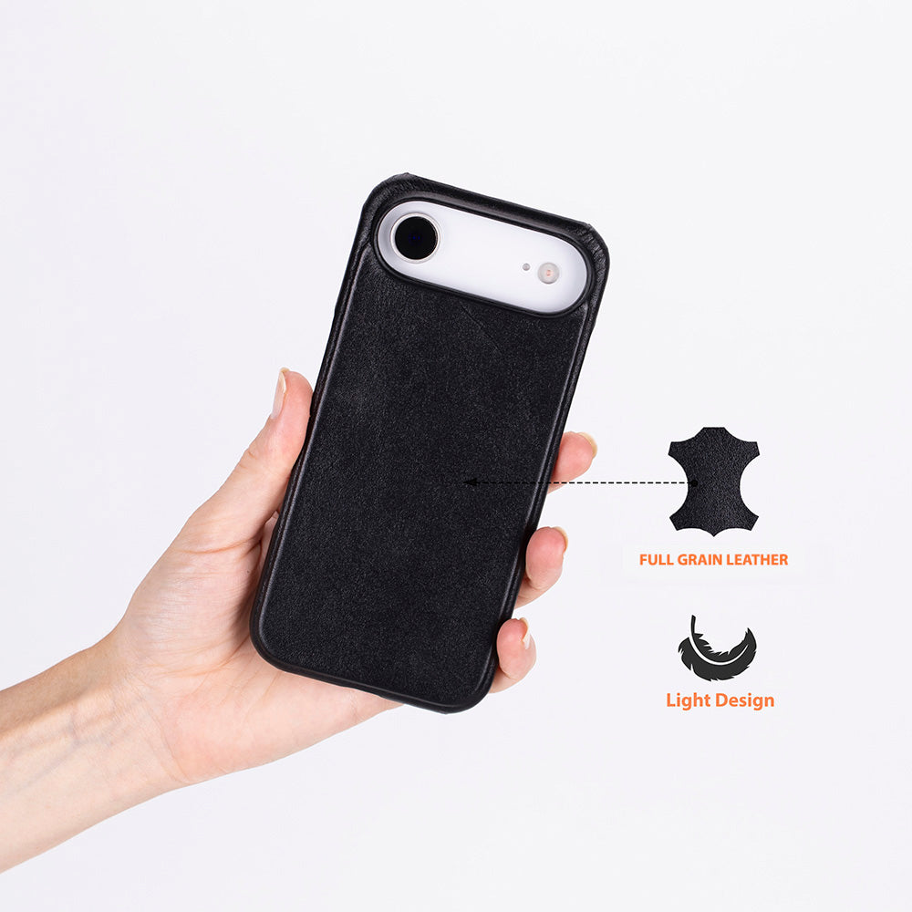 Black Leather iPhone 17 Air Cover Case