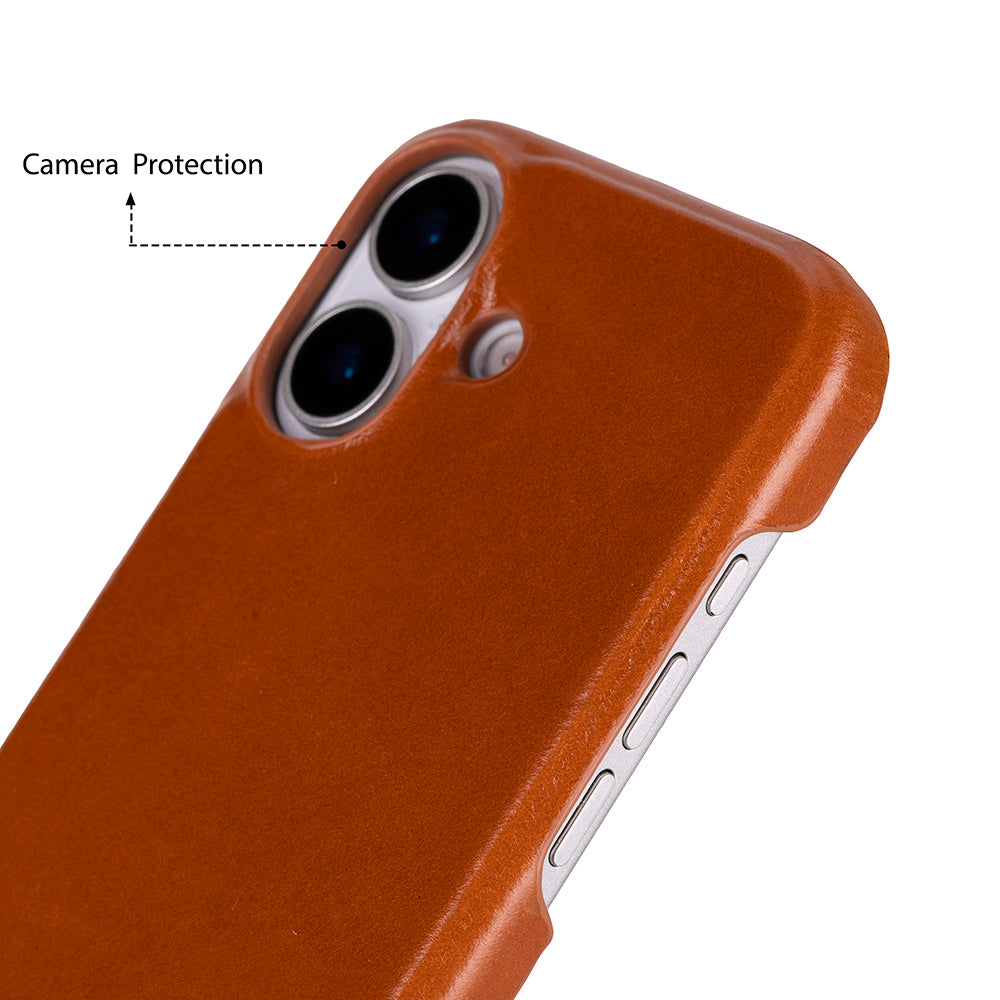 Tan Leather iPhone 17 Cover Case