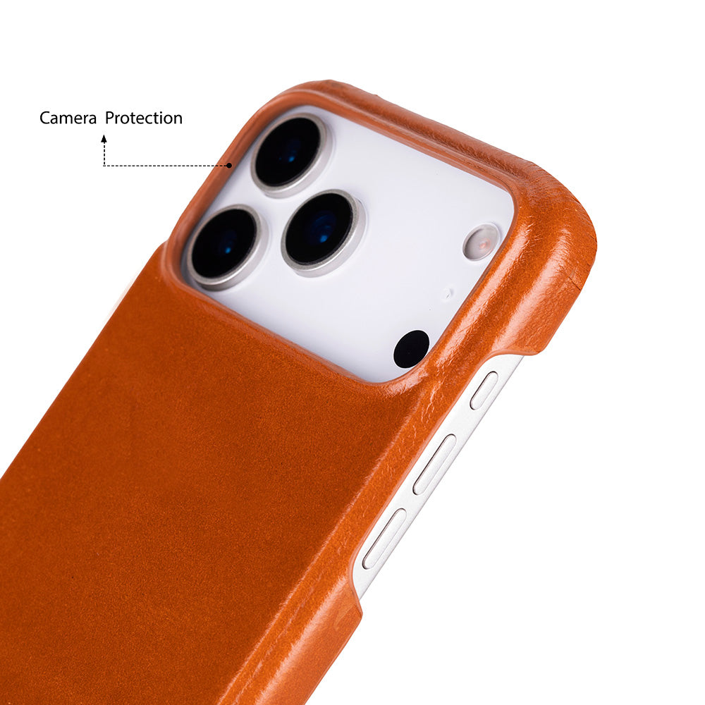 Tan Leather iPhone 17 Pro Cover Case