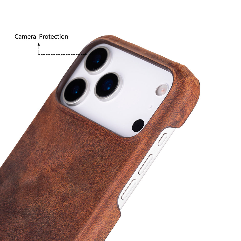 Brown Leather iPhone 17 Pro Max Cover Case