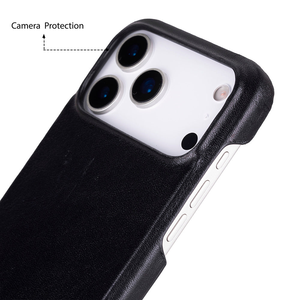 Black Leather iPhone 17 Pro Max Cover Case