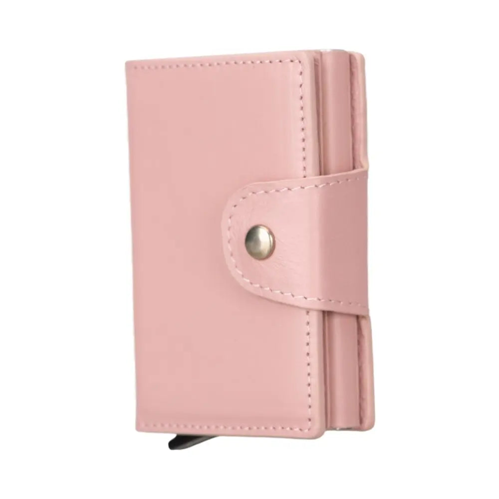 Pink Leather Pop-Up RFID Blocking Detachable Cardholder Wallet - Bomonti Goods