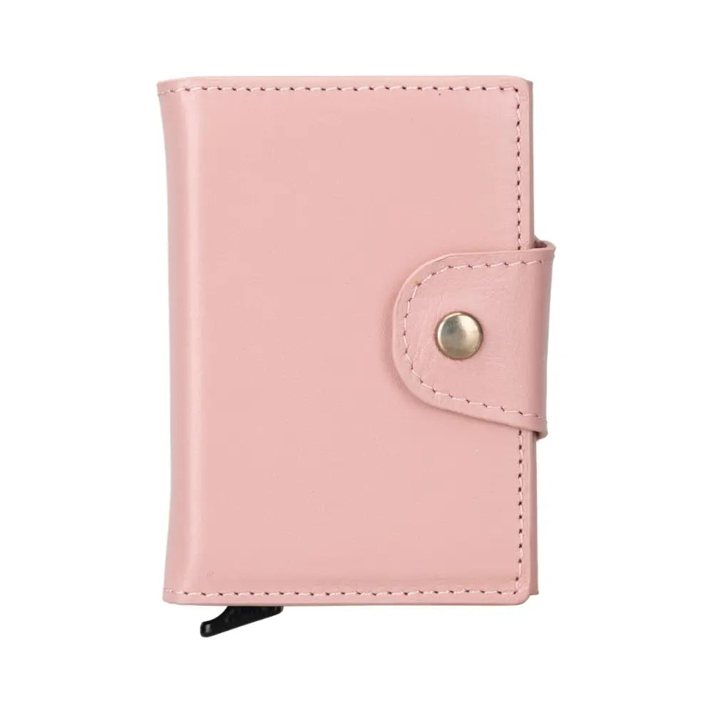 Pink Leather Pop-Up RFID Blocking Detachable Cardholder Wallet - Bomonti Goods
