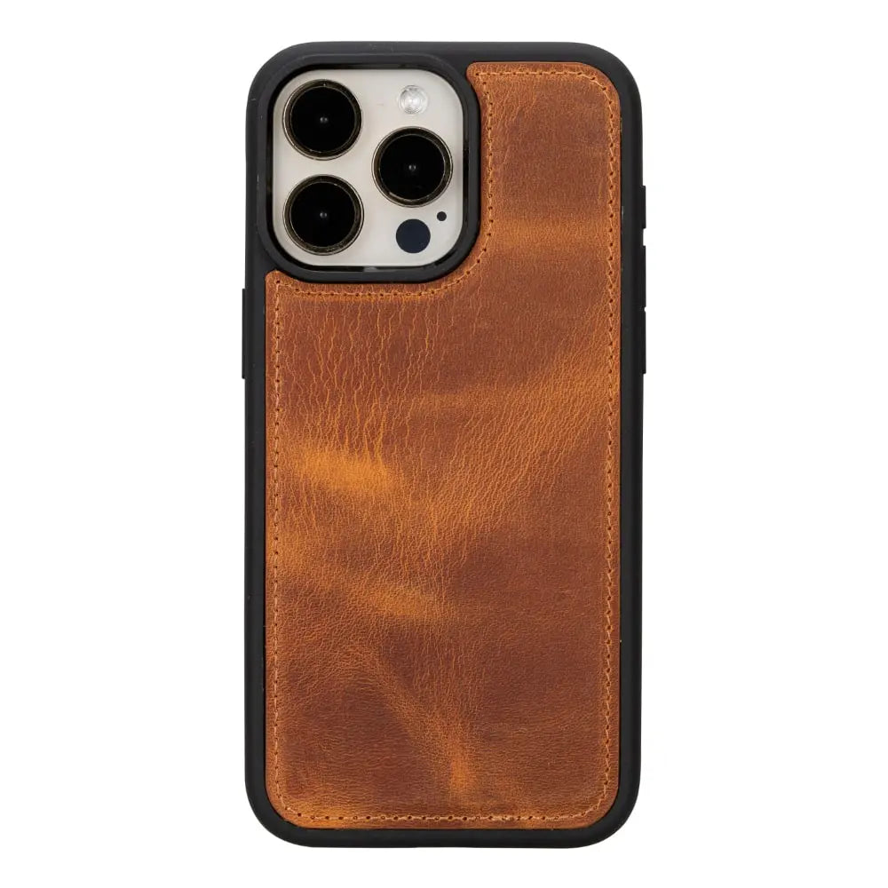 Rustic Brown Leather iPhone 15 Pro Max Detachable Card Holder Wallet Case with Magsafe-Bomonti