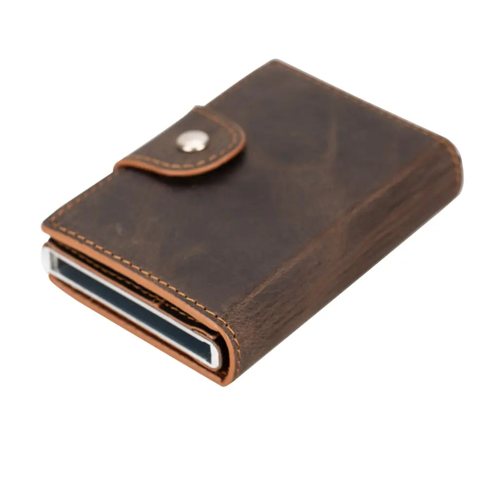 Tan Leather Pop-Up RFID Blocking Detachable Cardholder Wallet - Bomonti GoodsTan Leather Pop-Up RFID Blocking Detachable Cardholder Wallet - Bomonti Goods