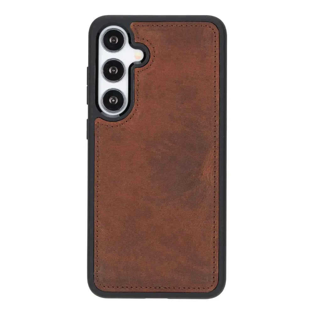 Tan Leather Samsung Galaxy S24 Plus Detachable Wallet Case with Card Holder - Bomonti