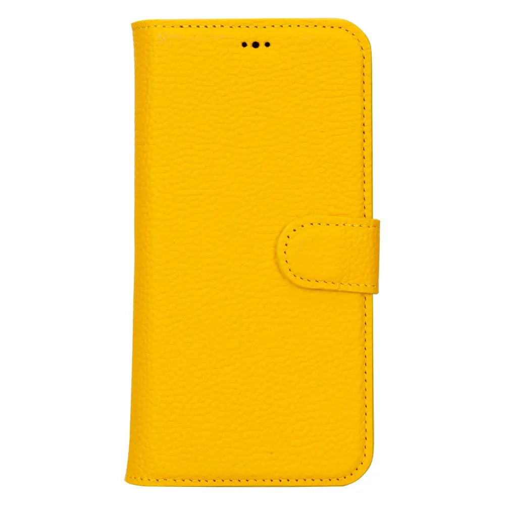 Yellow Leather iPhone 15 Pro Max Detachable Card Holder Wallet Case with Magsafe - Bomonti
