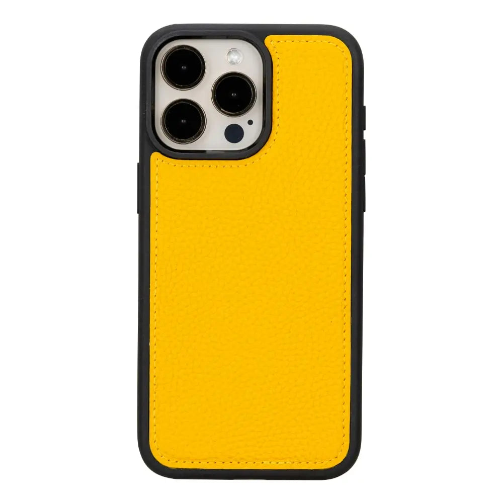 Yellow Leather iPhone 15 Pro Max Detachable Card Holder Wallet Case with Magsafe - Bomonti