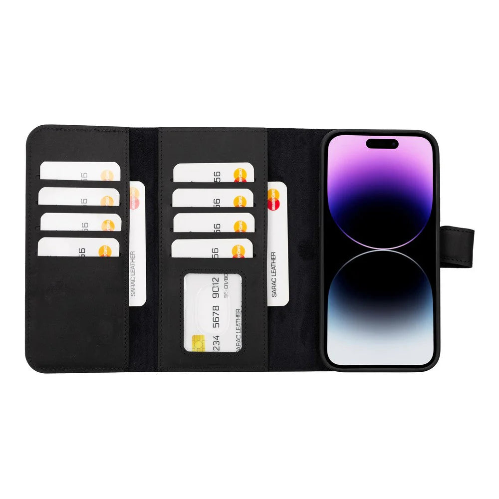 Santa iPhone 15 Plus Leather Detachable Wallet Case