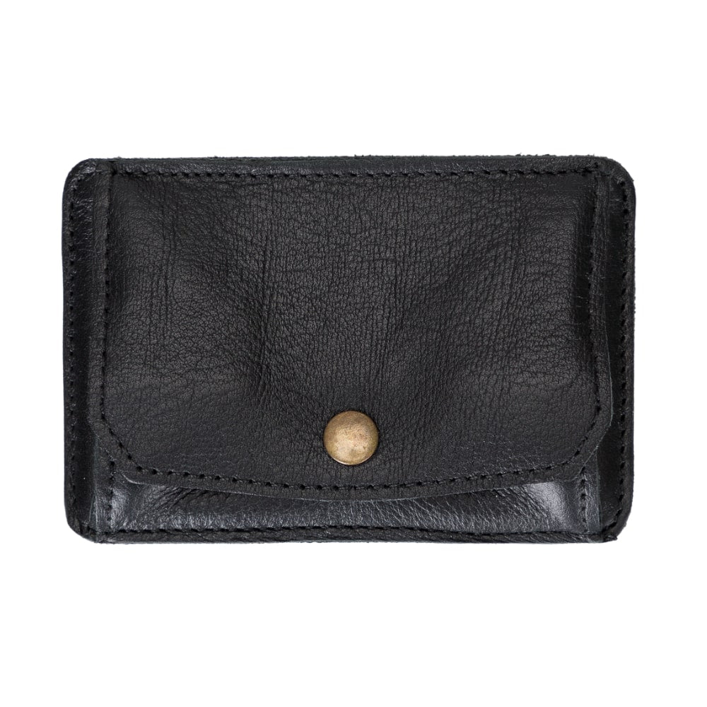 Black Leather Minimalist Coin Wallet Purse - Bomonti - 1