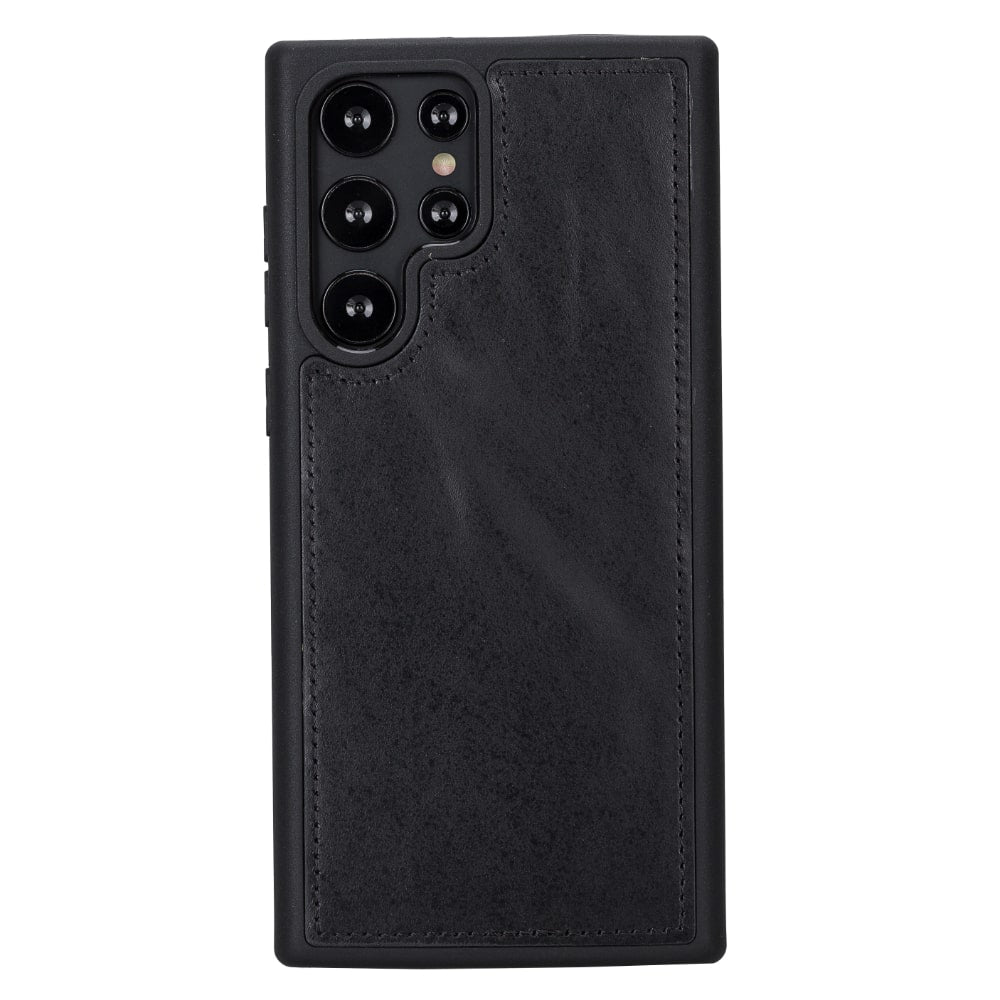 Black Leather Samsung Galaxy S22 Ultra Wallet Case with S Pen & Card Holder - Bomonti Leather - 5