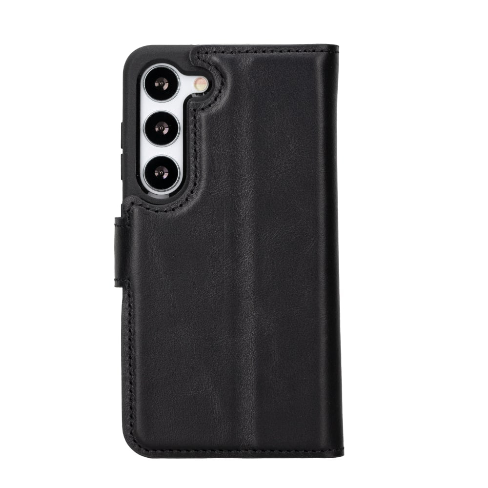 Black Leather Samsung Galaxy S23 Detachable Wallet Card Holder Cover Case - Bomonti - 4