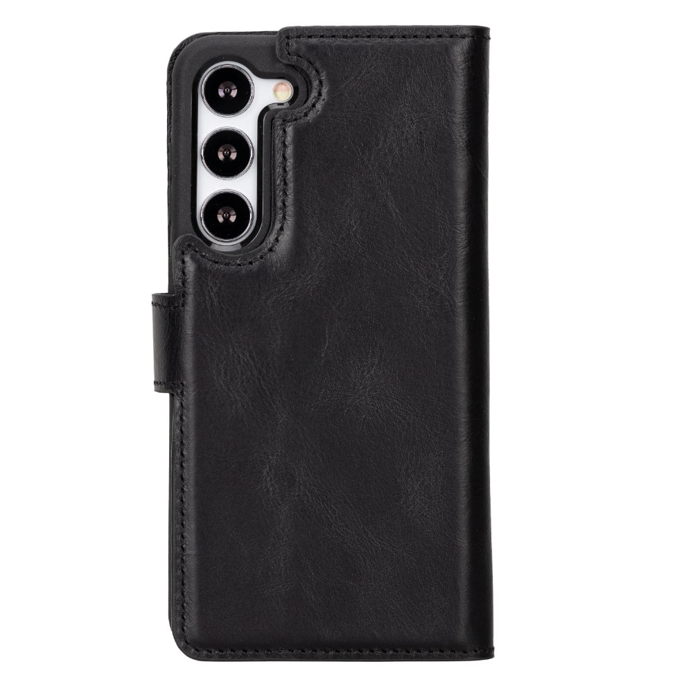 Black Leather Samsung Galaxy S23 Plus Detachable Wallet Card Holder Cover Case - Bomonti - 4