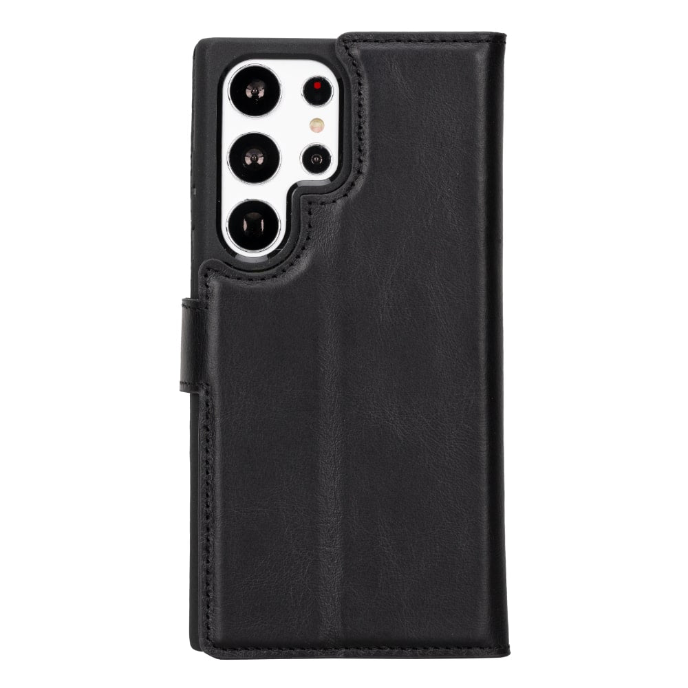 Black Leather Samsung Galaxy S23 Ultra Detachable Wallet Card Holder Cover Case - Bomonti - 4