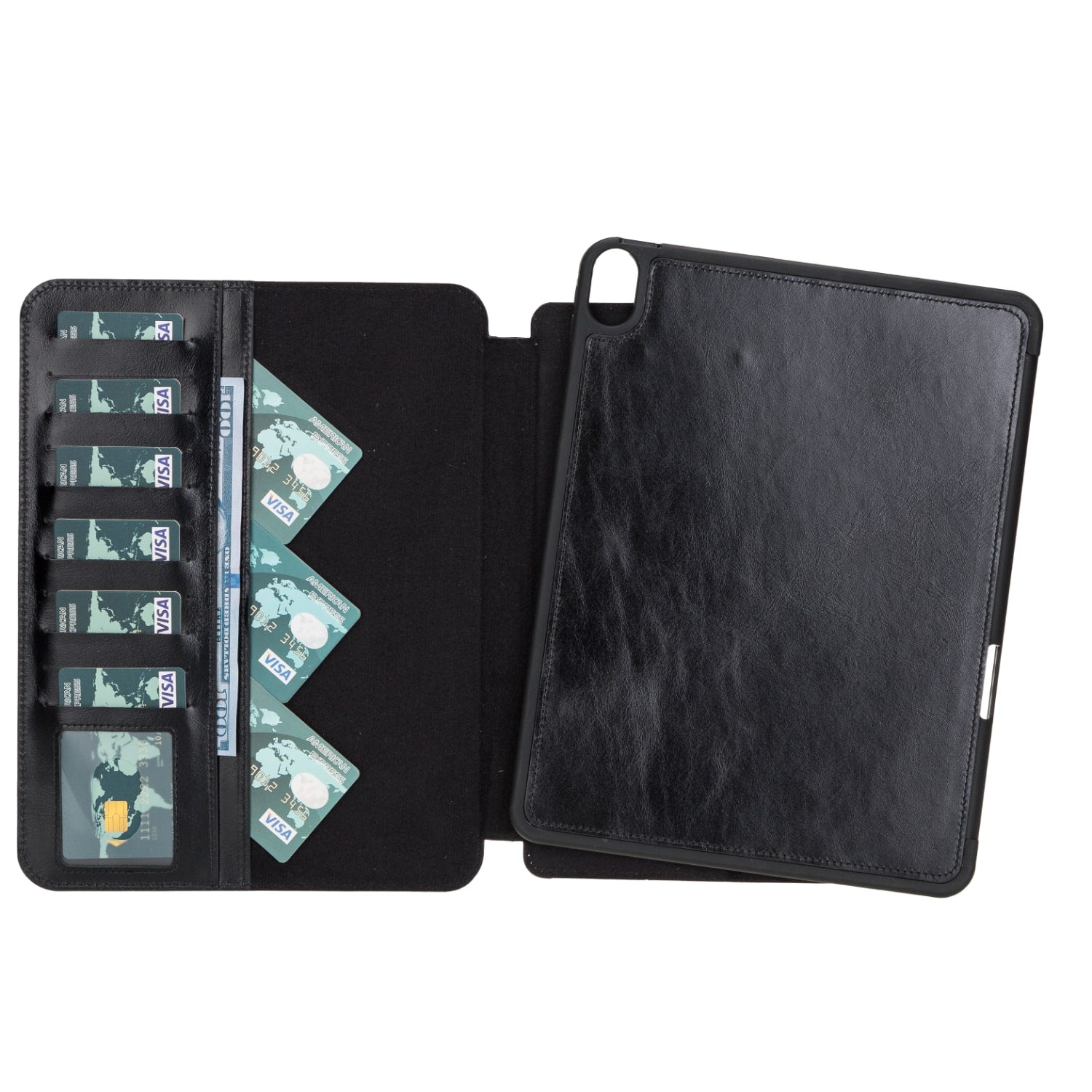 Black Leather iPad Air 10.9 Inc Smart Folio Case with Apple Pen Holder - Bomonti - 1