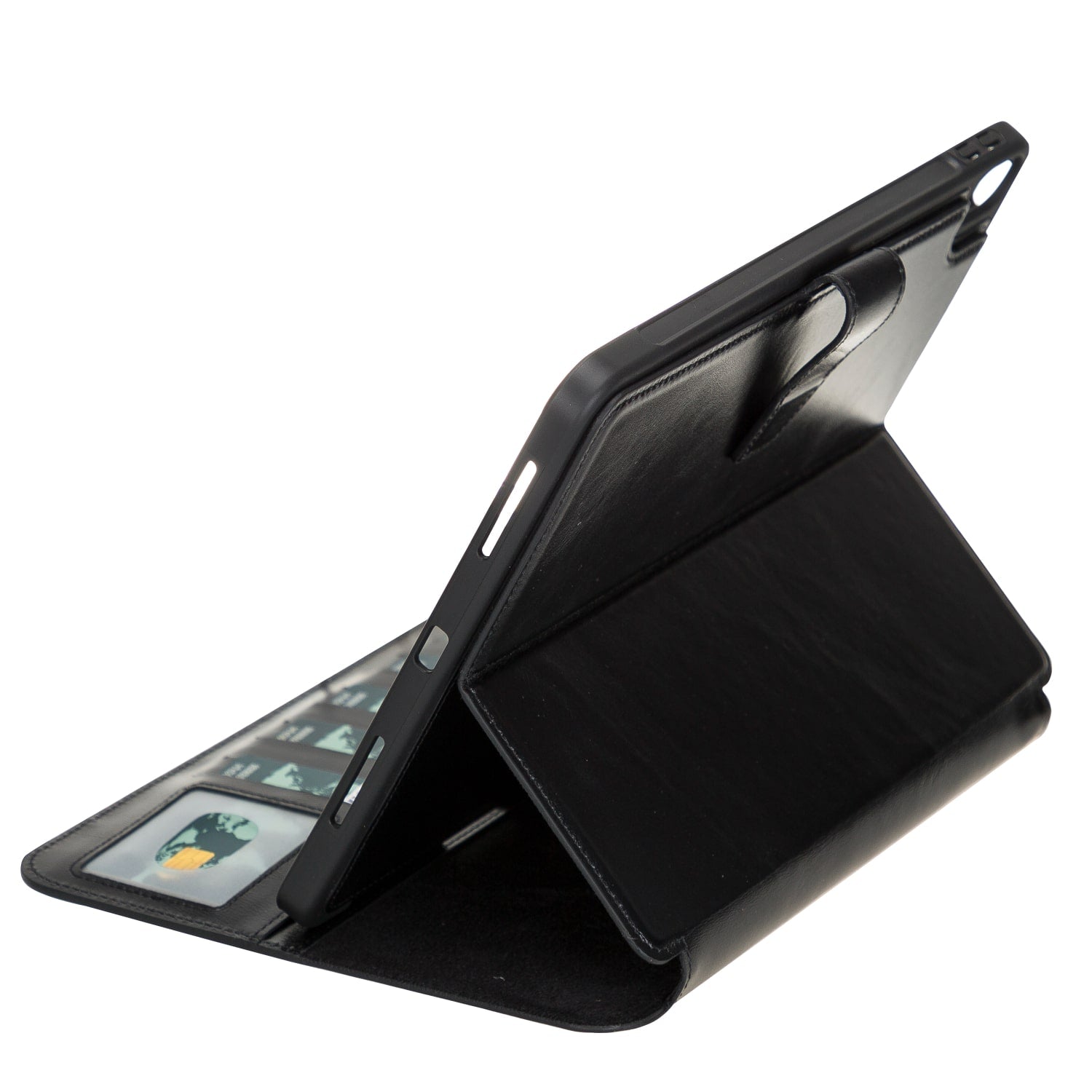 Black Leather iPad Air 10.9 Inc Smart Folio Case with Apple Pen Holder - Bomonti - 7