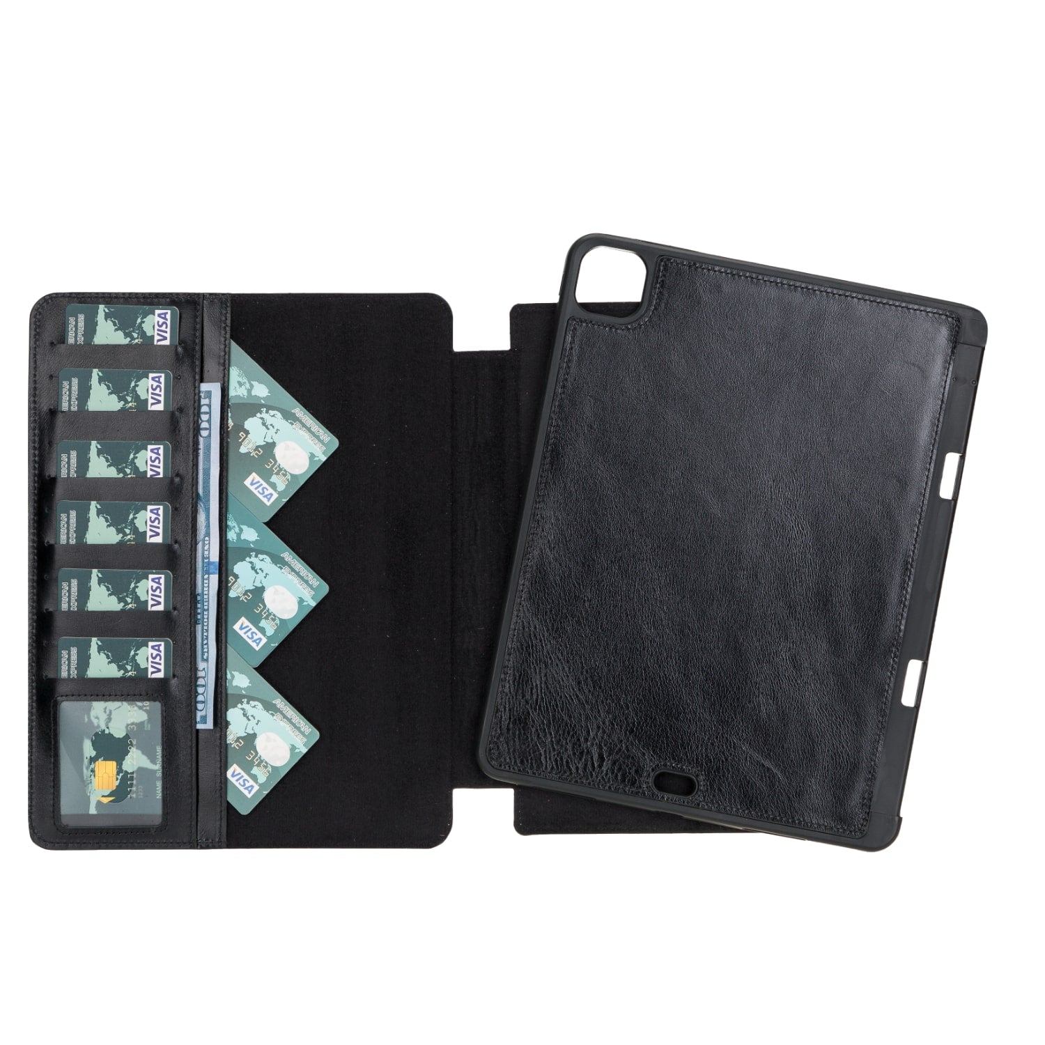 Black Leather iPad Pro 11 Inc Smart Folio Case with Apple Pen Holder - Bomonti - 1