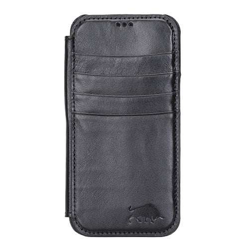 Rostar Black Leather iPhone 13 Detachable Bi-Fold Wallet Case with MagSafe & Card Holder - Bomonti - 18
