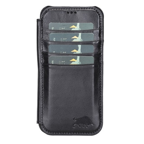 Rostar Black Leather iPhone 13 Detachable Bi-Fold Wallet Case with MagSafe & Card Holder - Bomonti - 22