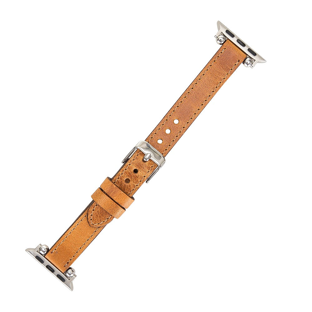 Bridewell Elite Brown Leather Apple Watch Band Strap 38mm 40mm 42mm 44mm 45mm for All Series - Bomonti - 3
