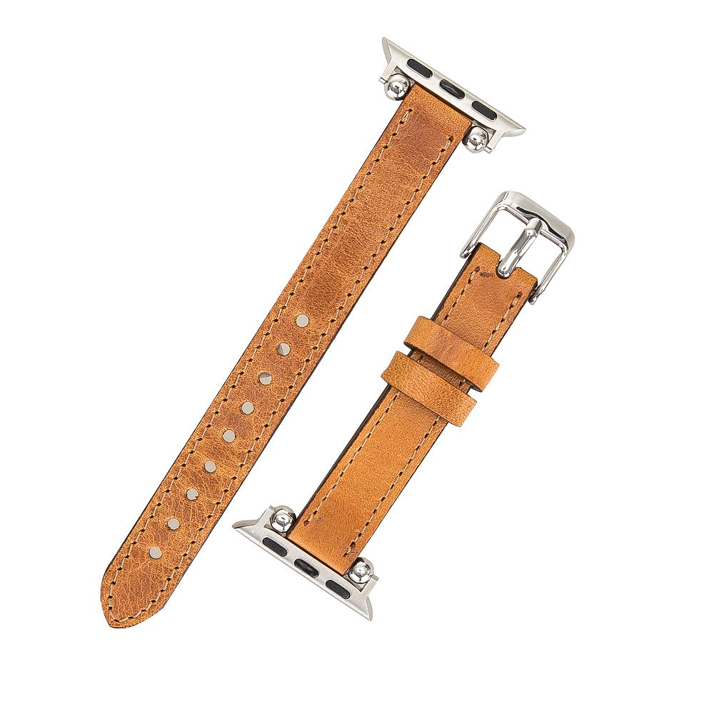 Bridewell Elite Brown Leather Apple Watch Band Strap 38mm 40mm 42mm 44mm 45mm for All Series - Bomonti - 4