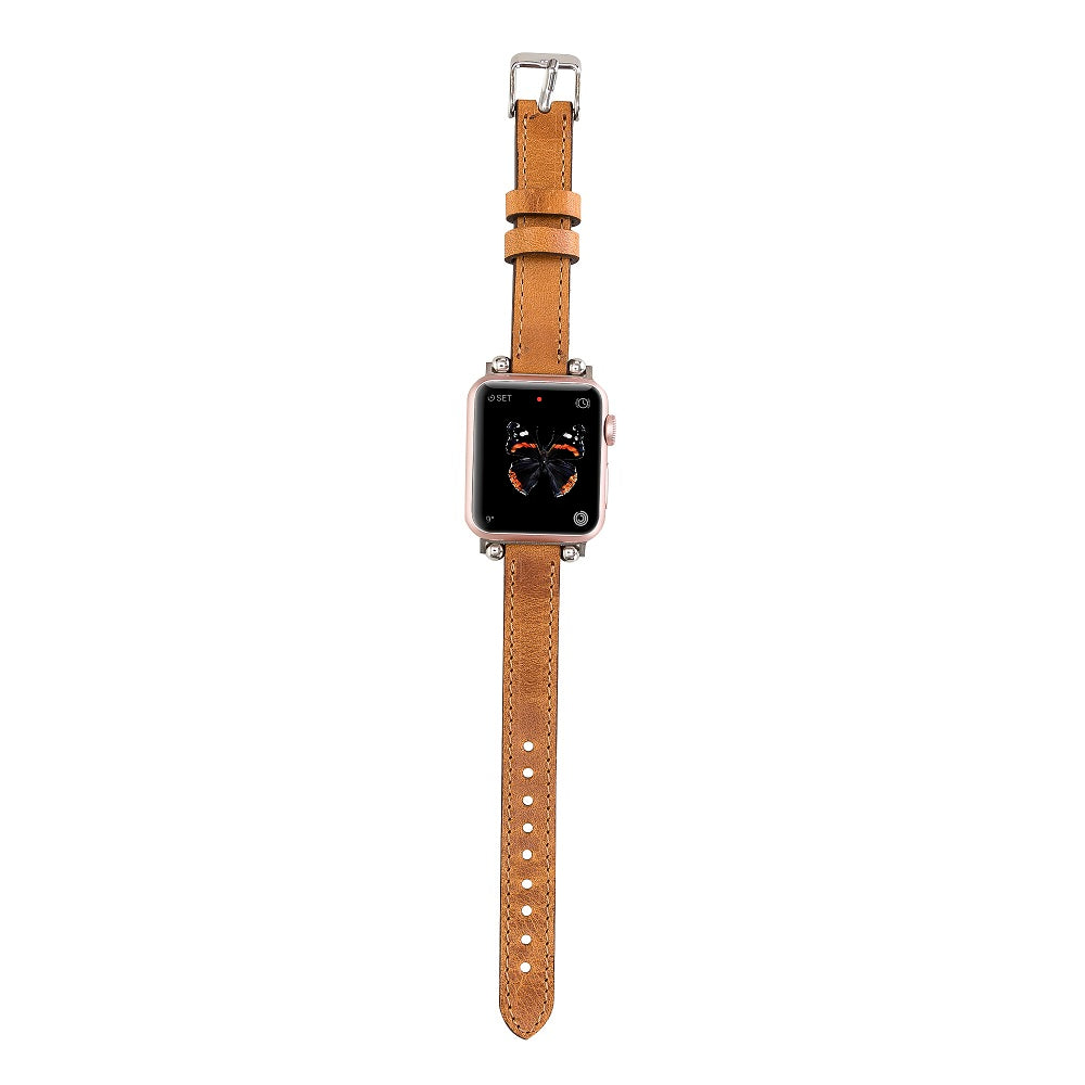 Bridewell Elite Brown Leather Apple Watch Band Strap 38mm 40mm 42mm 44mm 45mm for All Series - Bomonti - 5