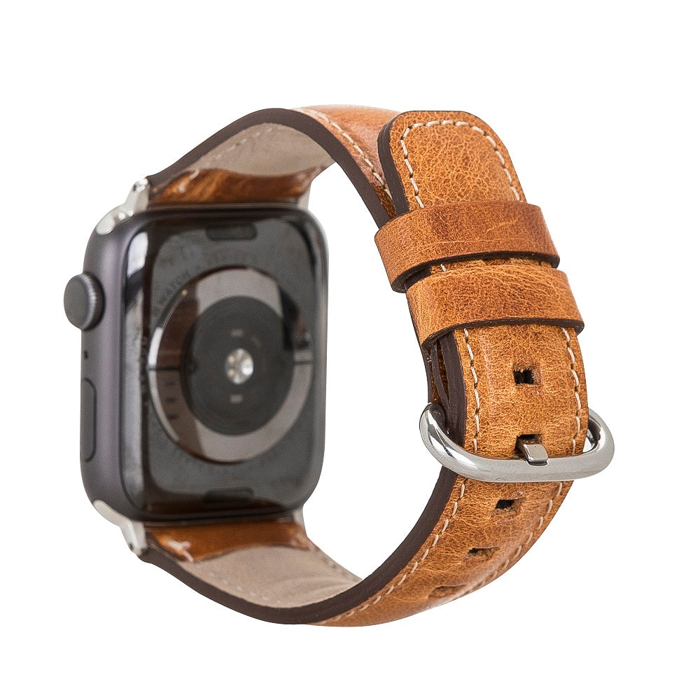 Bristol Elite Brown Leather Apple Watch Band Strap 38mm 40mm 42mm 44mm 45mm for All Series - Bomonti - 2