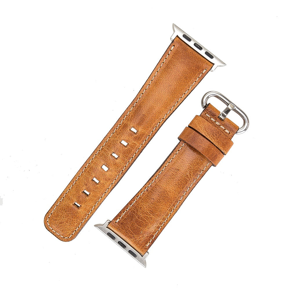 Bristol Elite Brown Leather Apple Watch Band Strap 38mm 40mm 42mm 44mm 45mm for All Series - Bomonti - 4