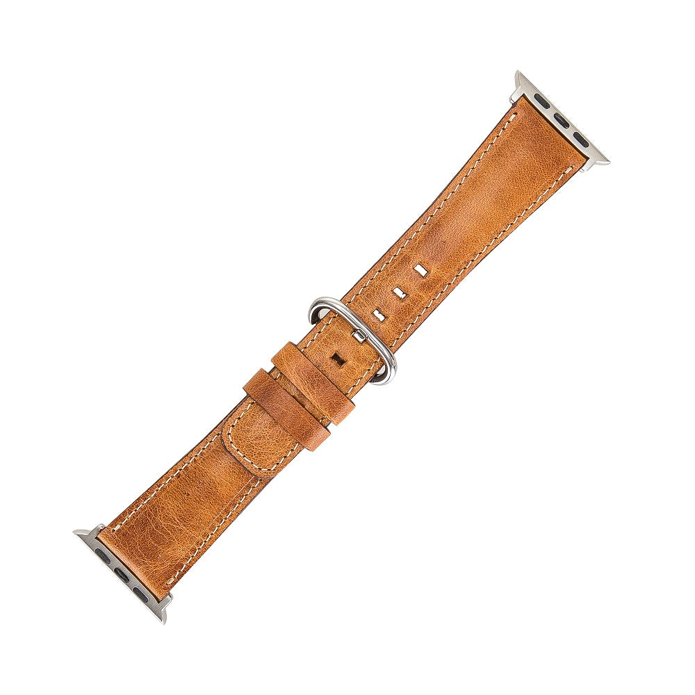 Bristol Elite Brown Leather Apple Watch Band Strap 38mm 40mm 42mm 44mm 45mm for All Series - Bomonti - 5