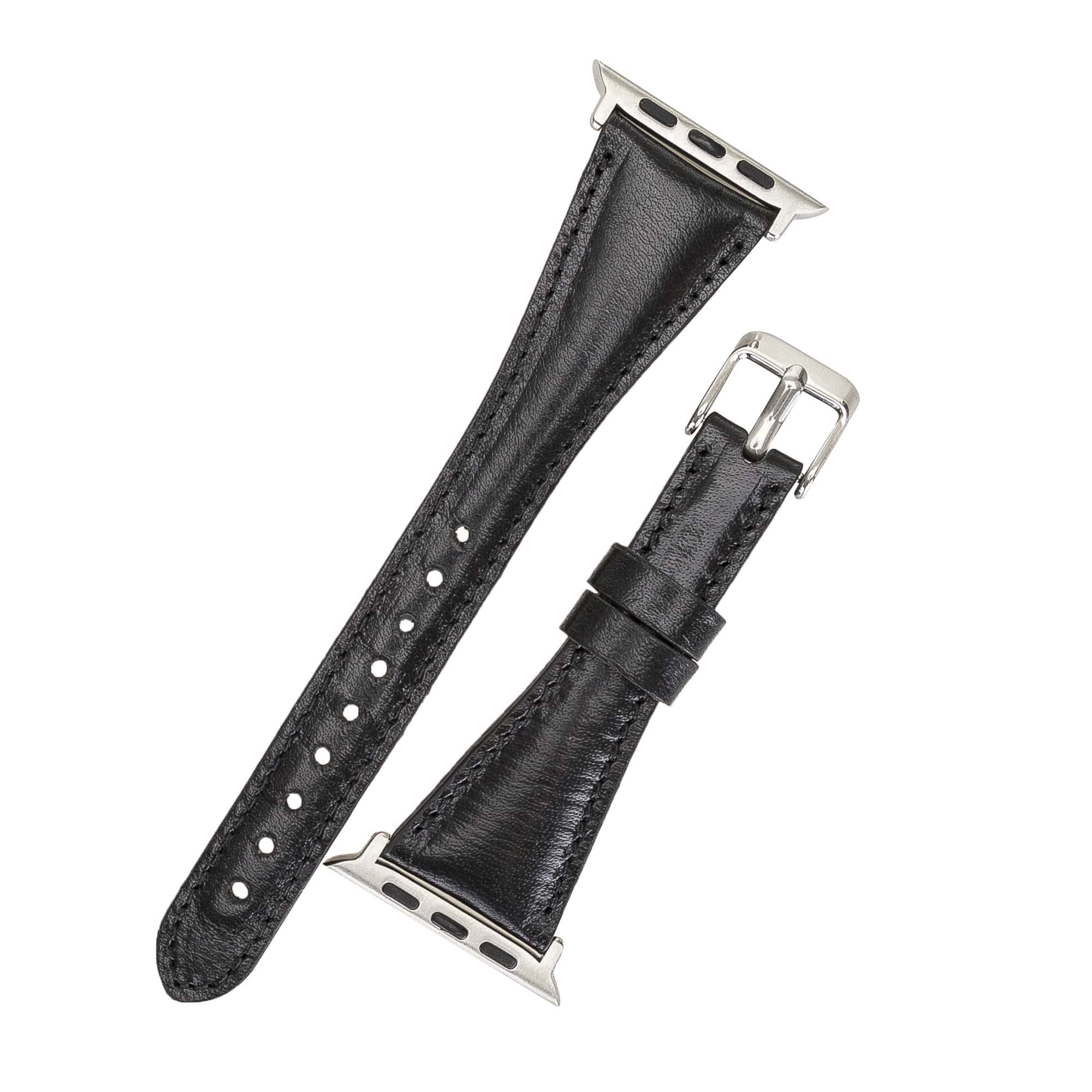 Buckingham Black Genuine Leather Apple Watch Band Strap 38mm 40mm 42mm 44mm 45mm for All Series - Bomonti - 3