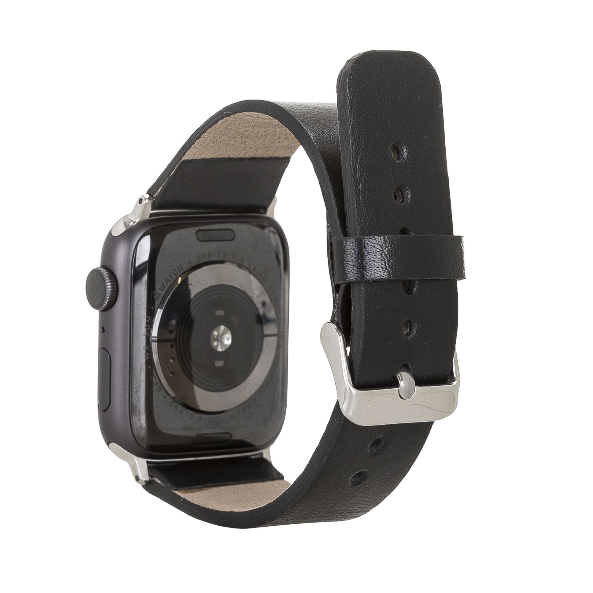 Cambridge Black Genuine Leather Apple Watch Band Strap 38mm 40mm 42mm 44mm 45mm for All Series - Bomonti - 2