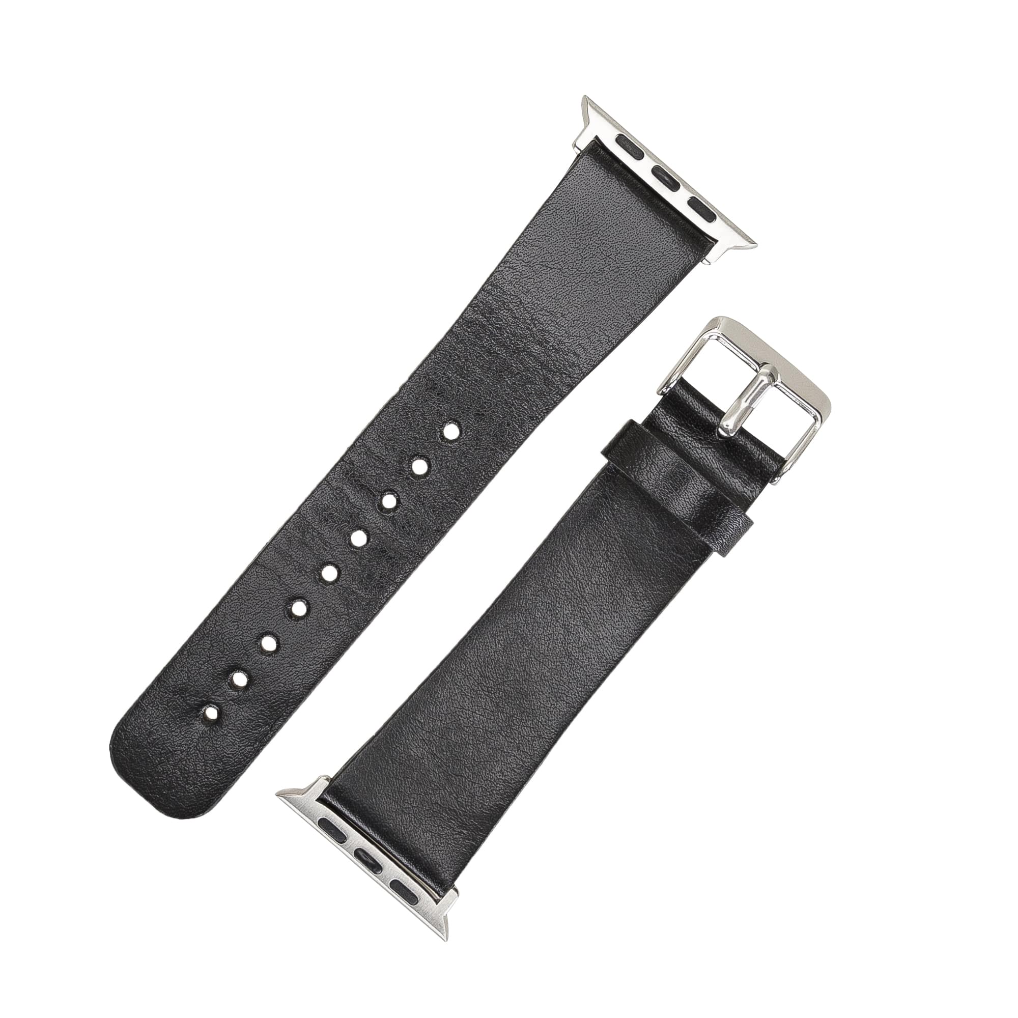 Cambridge Black Genuine Leather Apple Watch Band Strap 38mm 40mm 42mm 44mm 45mm for All Series - Bomonti - 4