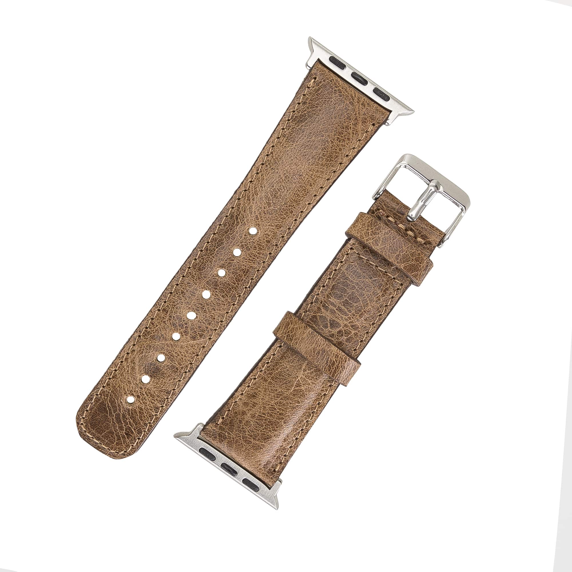 Camden Classic Brown Genuine Leather Apple Watch Band Strap 38mm 40mm 42mm 44mm 45mm for All Series - Bomonti - 4