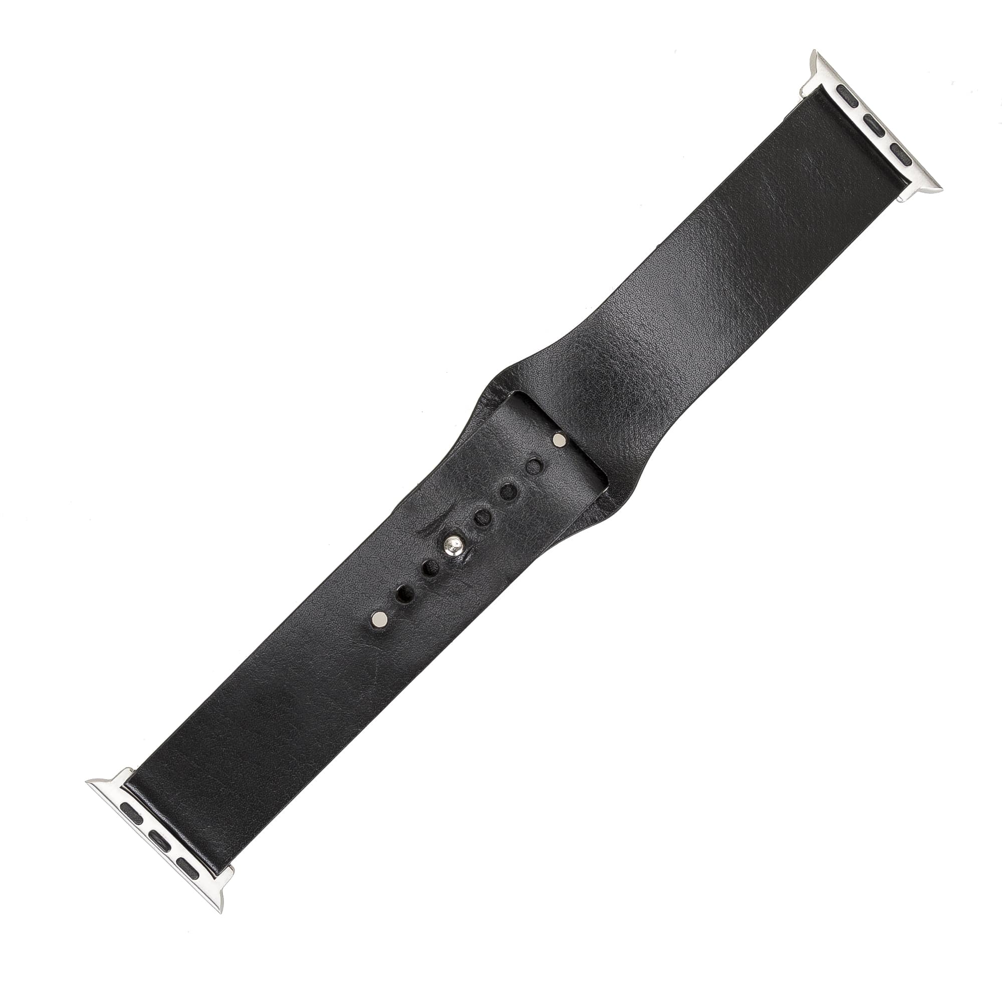 Hackney Black Genuine Leather Apple Watch Band Strap 38mm 40mm 42mm 44mm 45mm for All Series - Bomonti - 3