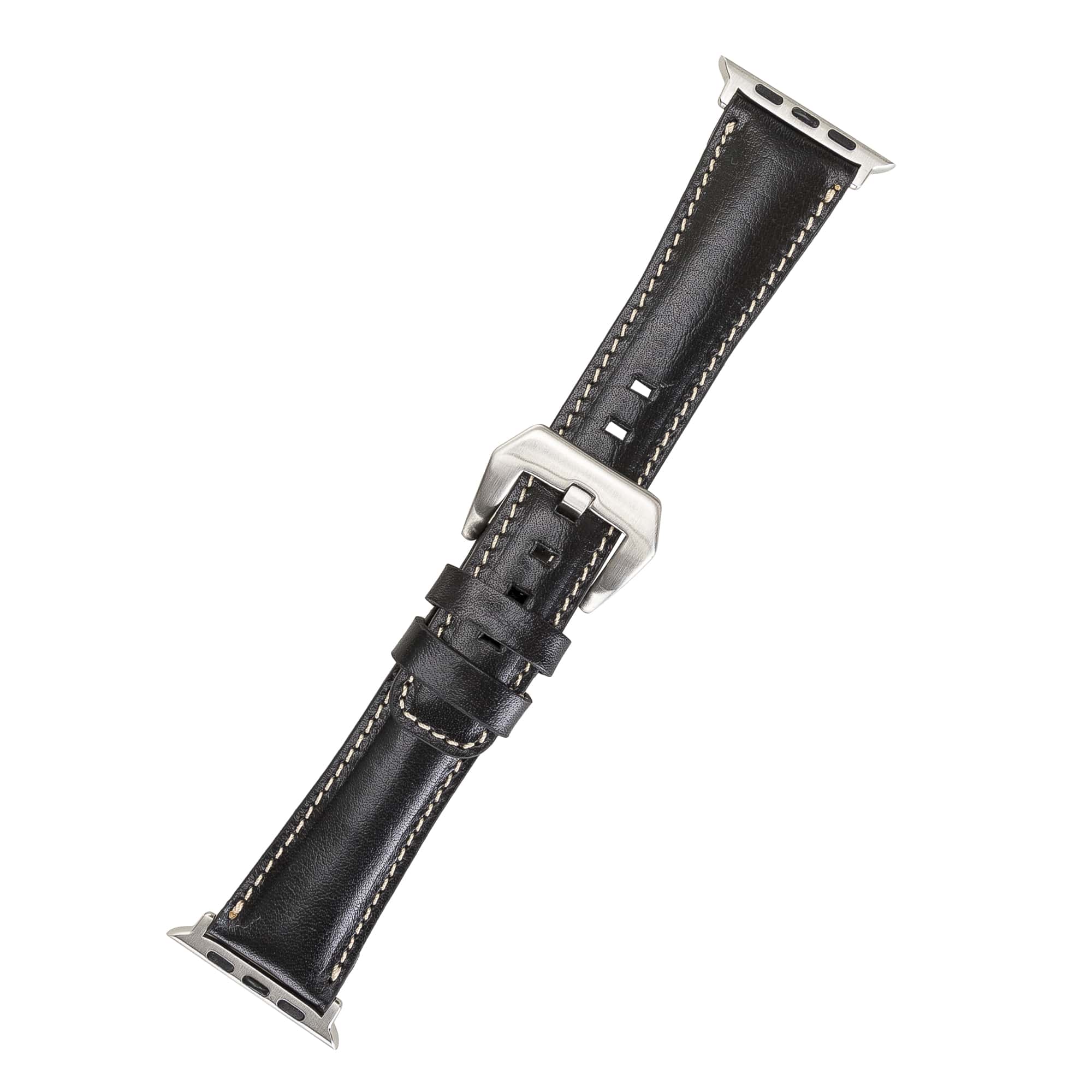 Harrow Black Genuine Leather Apple Watch Band Strap 38mm 40mm 42mm 44mm 45mm for All Series - Bomonti - 3