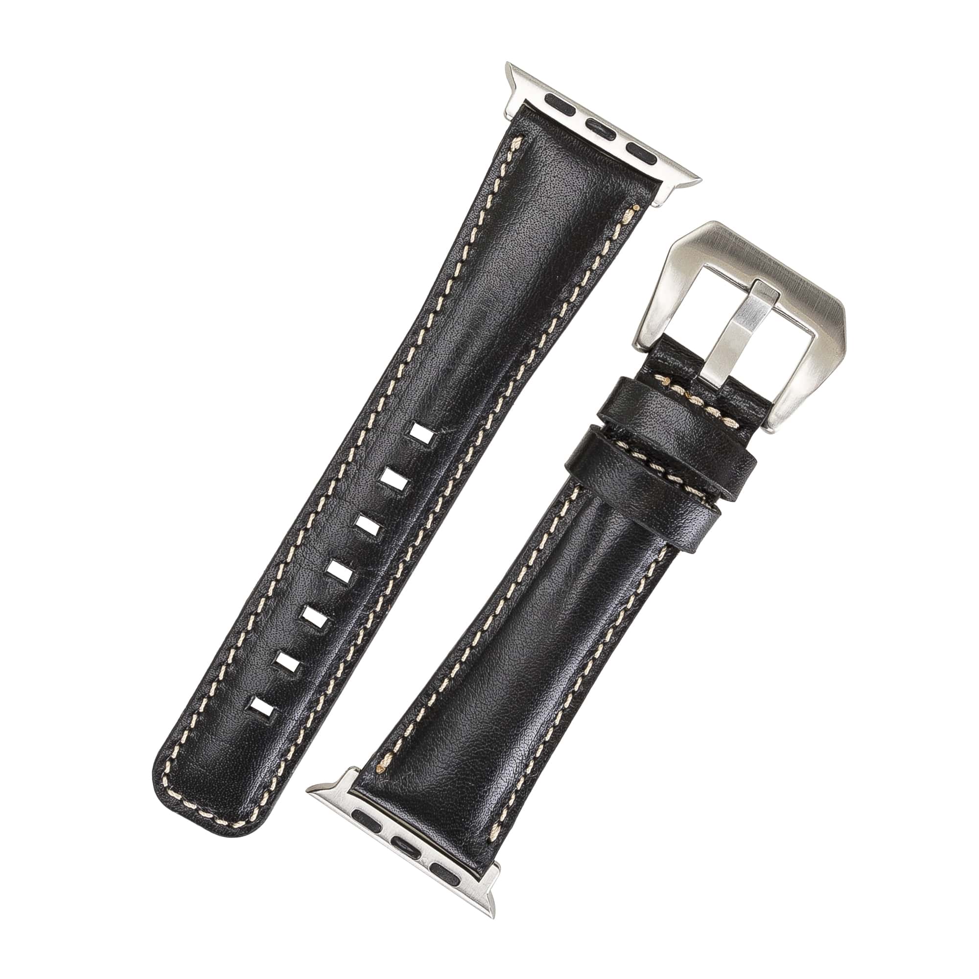 Harrow Black Genuine Leather Apple Watch Band Strap 38mm 40mm 42mm 44mm 45mm for All Series - Bomonti - 4