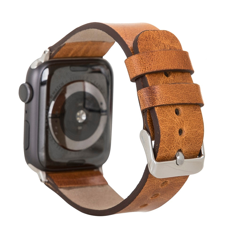 Jubilee Elite Brown Genuine Leather Apple Watch Band Strap 38mm 40mm 42mm 44mm 45mm for All Series - Bomonti - 2