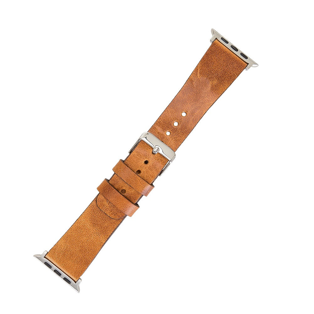 Jubilee Elite Brown Genuine Leather Apple Watch Band Strap 38mm 40mm 42mm 44mm 45mm for All Series - Bomonti - 3